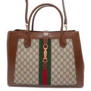 GUCCI Jackie 1961 2way Shoulder Bag Brown/Beige 649015 GG SupremeCanvas Leather Size Large | AlmaBagz
