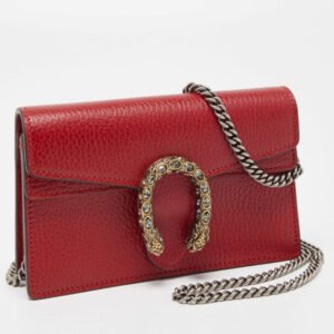 Gucci Red Leather Super Mini Dionysus Chain Bag | AlmaBagz