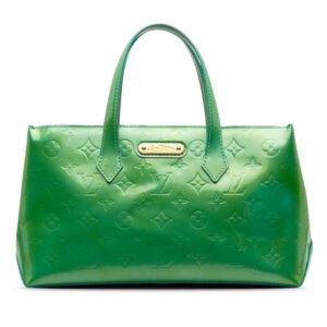 Louis Vuitton Monogram Verney M91724 Handbag Patent Leather Blue Lagoon Green Lady Lagoon | AlmaBagz