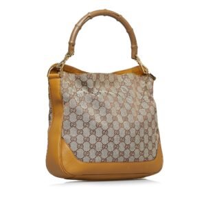 Gucci GG Canvas Bamboo Web Satchel | AlmaBagz