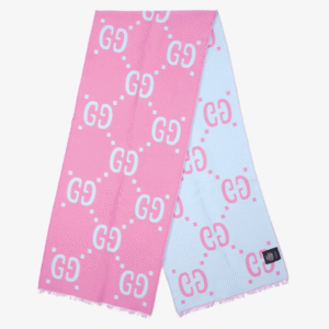 Gucci Womens GG Scarf Baby Blue / Pink 35x190cm | AlmaBagz