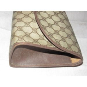 Gucci Vintage Purses Brown Leather And Gg Leather Clutch | AlmaBagz