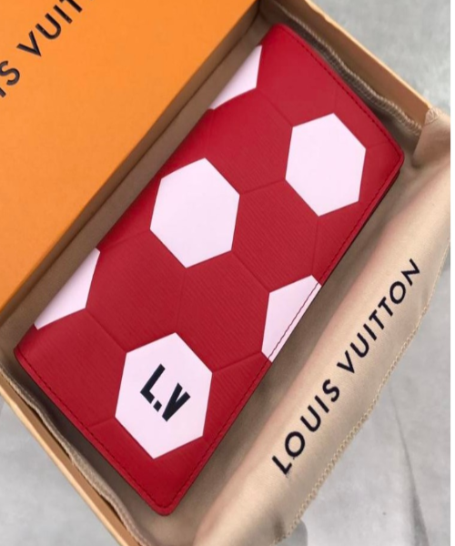 Louis Vuitton Brazza Wallet Epi Leather Hexagon Red | AlmaBagz