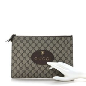 GUCCI GG Supreme Monogram Neo Vintage Zip Wristlet Pouch Beige New Acero Crop | AlmaBagz