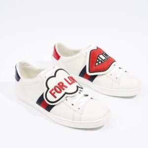 Gucci Ace "Blind For Love" White / Red / Navy Leather EU 36.5 UK 3.5 | AlmaBagz