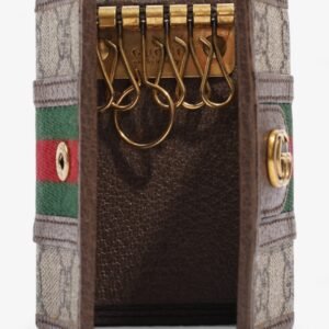 Gucci Key Case Supreme / Green / Red Coated Canvas | AlmaBagz