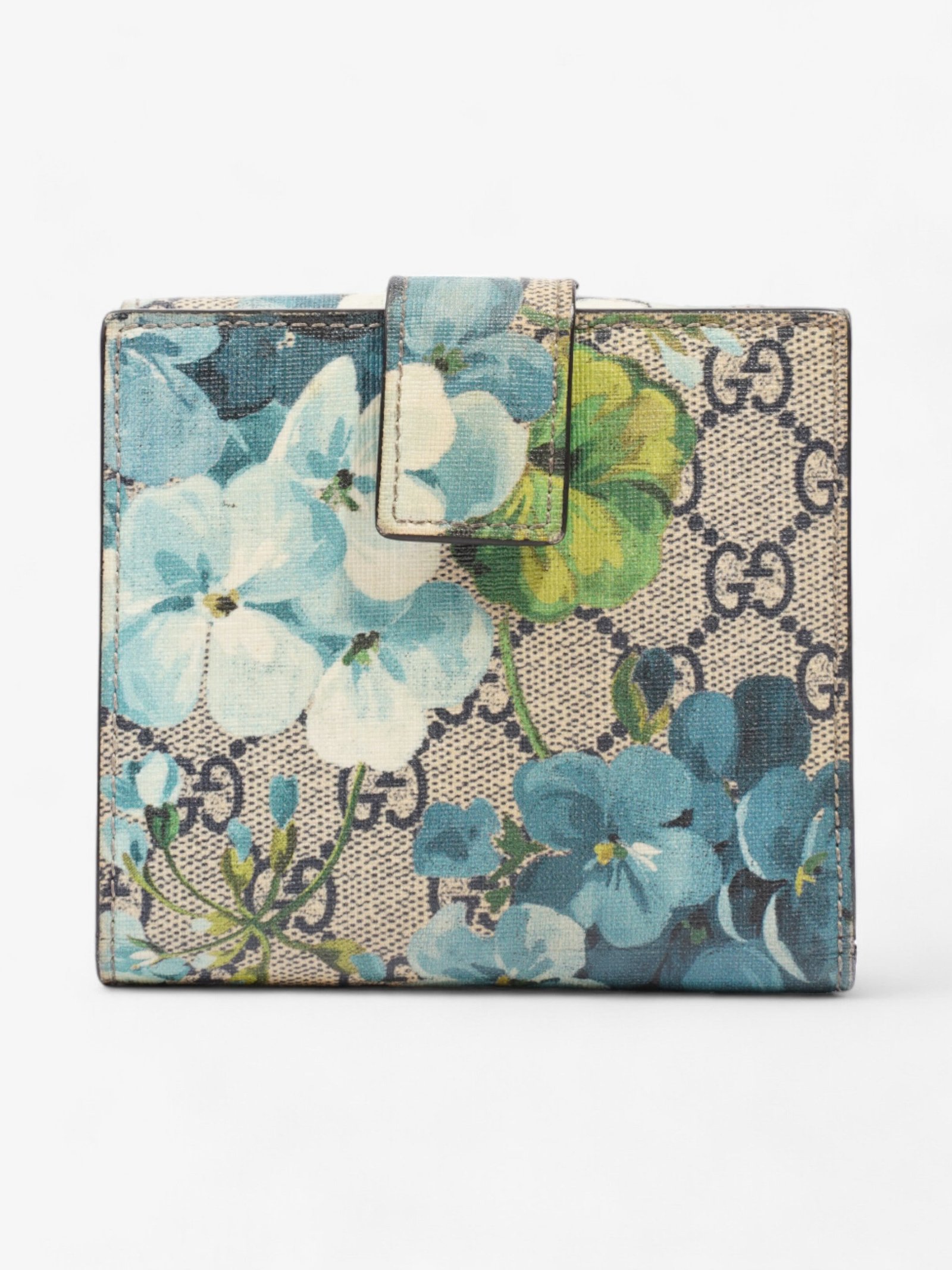 Gucci Monogram Blooms French Flap Wallet GG Supreme / Blue Coated Canvas | AlmaBagz