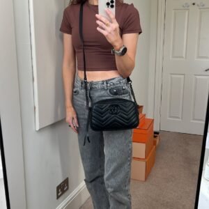 Gucci GG Black on Black Marmont Small Shoulder Bag (RRP £1340) | AlmaBagz