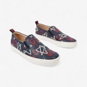 Gucci GG Star Sneakers Navy / Red / White Leather EU 38.5 UK 5.5 | AlmaBagz