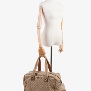 Gucci Interlocking G Travel Bag GG Supreme / Gold / Pink Canvas | AlmaBagz