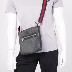 Gucci Small Messenger Black GG Supreme Coated Canvas | AlmaBagz