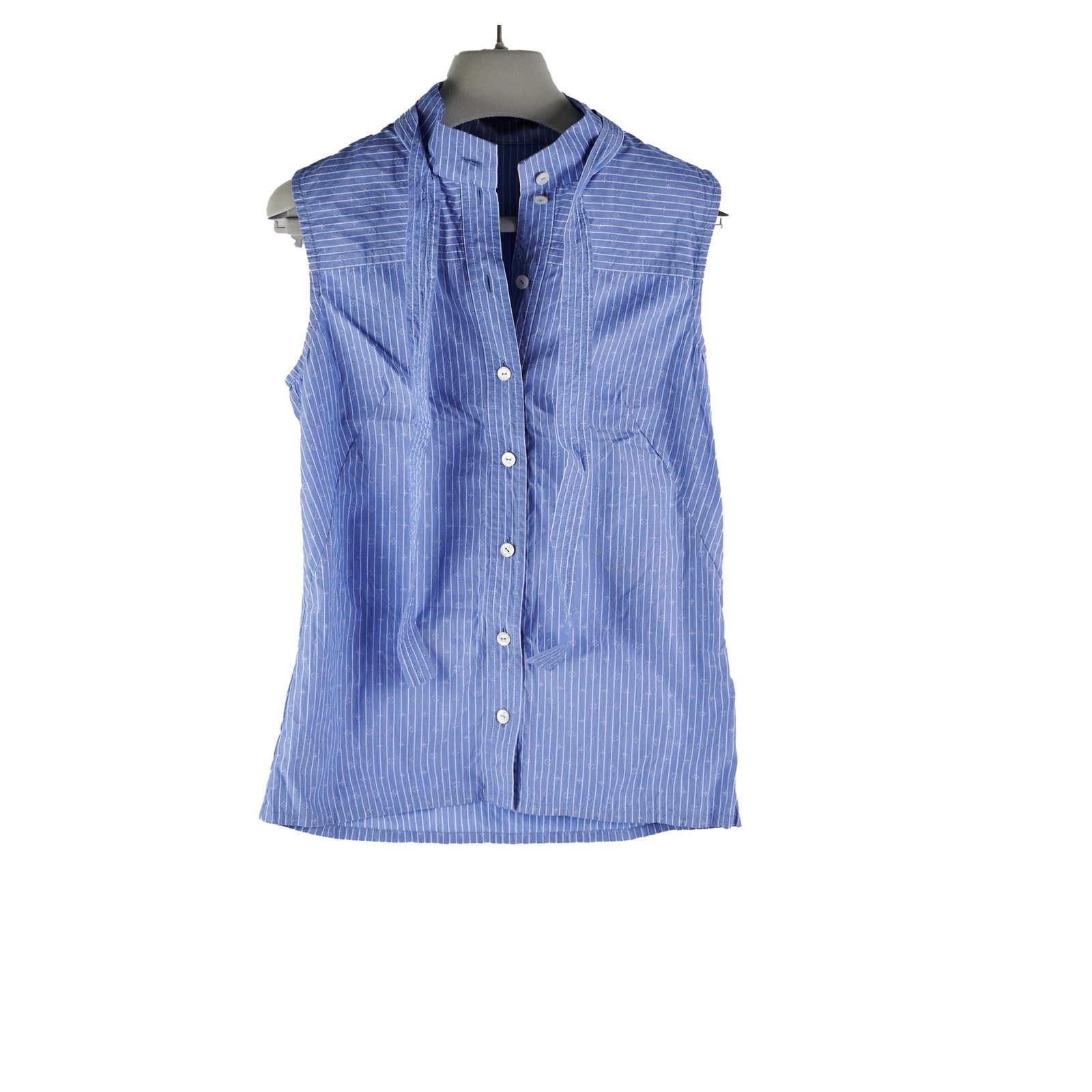 Louis Vuitton Slesveless Lavaliere Blouse Blue Size 34 | AlmaBagz - Image 9