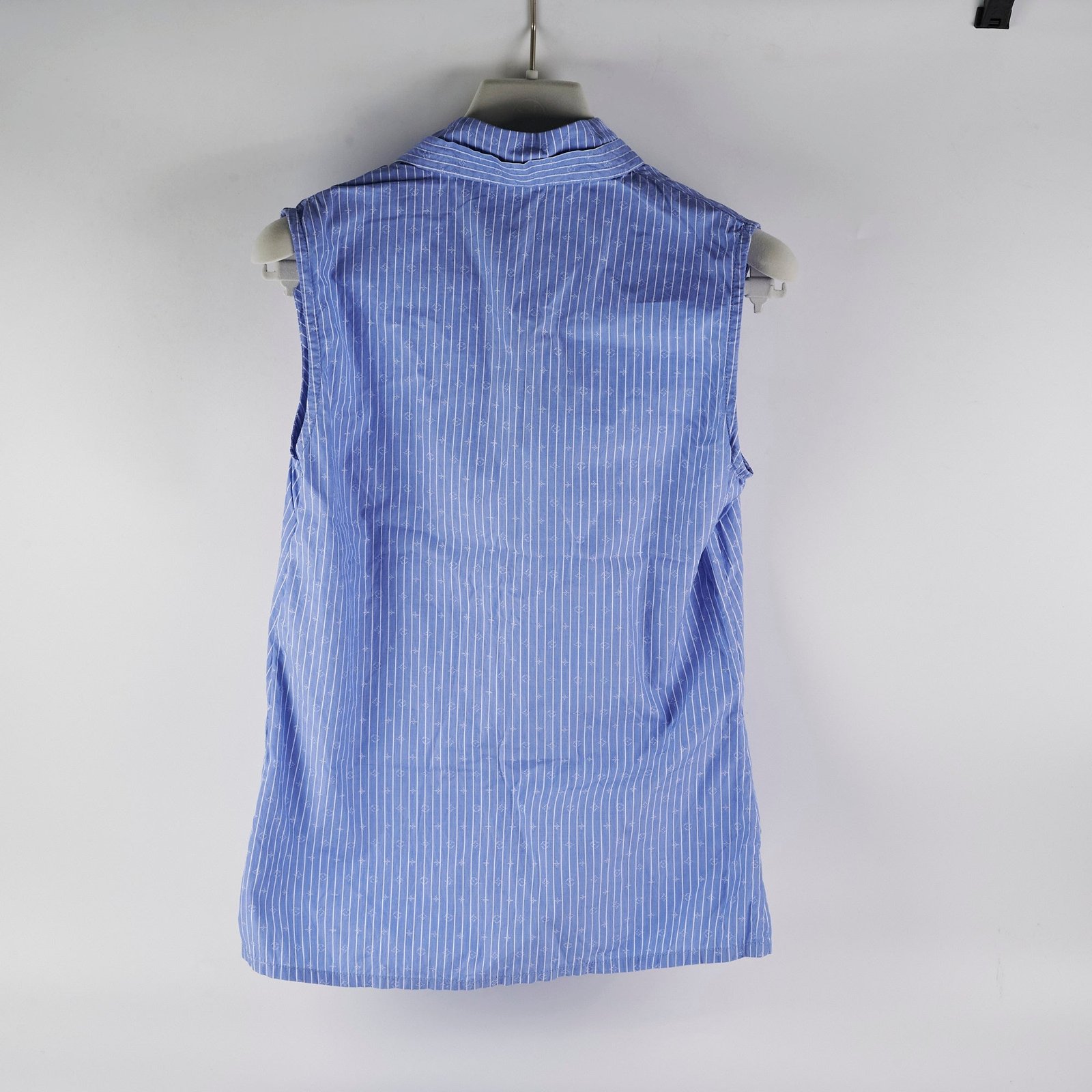 Louis Vuitton Slesveless Lavaliere Blouse Blue Size 34 | AlmaBagz