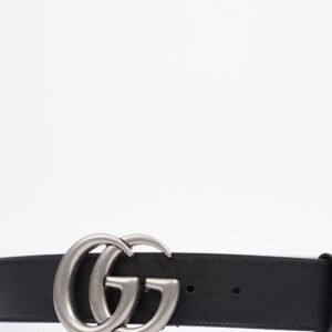 Gucci Silver Buckle GG Belt Black Leather 95cm 38" | AlmaBagz