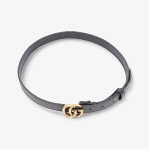 Gucci GG Marmont Thin Belt Black / Gold Leather 75cm / 30" | AlmaBagz