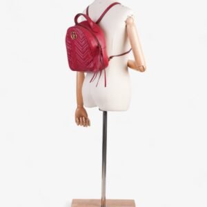 Gucci Marmont Backpack Red Matelasse Leather | AlmaBagz