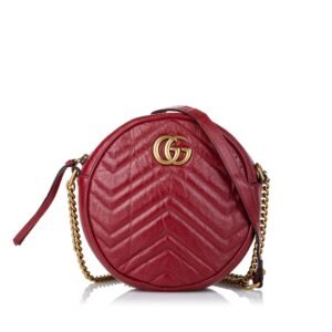 Gucci GG Marmont Round Red Leather | AlmaBagz