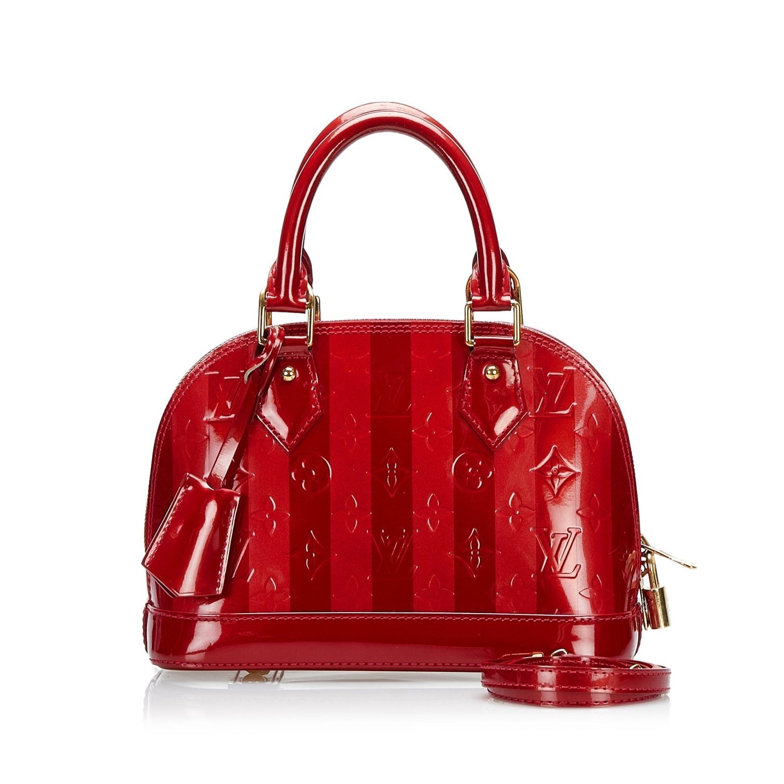 Louis Vuitton Alma BB Red Rayures Monogram Vernis | AlmaBagz