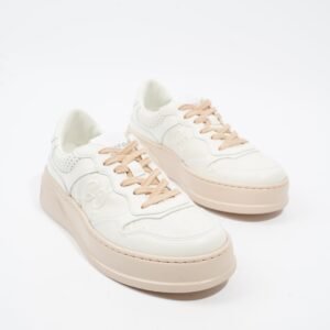 Gucci GG Embossed Sneakers White / Pink Embossed Leather EU 37 UK 4 | AlmaBagz