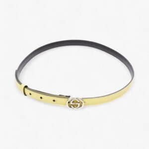 Gucci Interlocking G Belt Yellow / Silver Leather 80cm / 32" | AlmaBagz