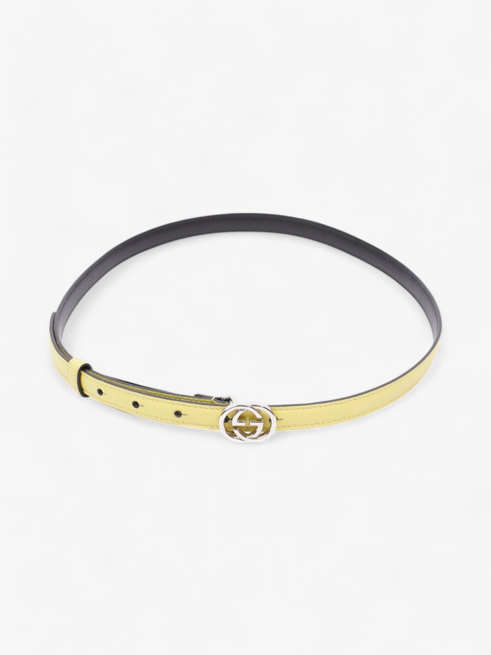 Gucci Interlocking G Belt Yellow / Silver Leather 80cm / 32" | AlmaBagz