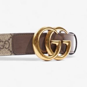 Gucci GG Marmont Thin Belt GG Supreme / Brown Leather 75cm / 30" | AlmaBagz