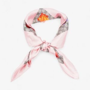Gucci GG Flora Print Scarf Pink / GG Supreme / Multicolour Silk 90 x 90cm | AlmaBagz
