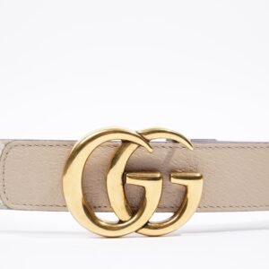 Gucci GG Marmont Belt Beige / White Leather 85cm 34' | AlmaBagz