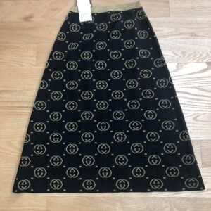 Gucci A Line Skirt in Black with Gold Lamé | AlmaBagz