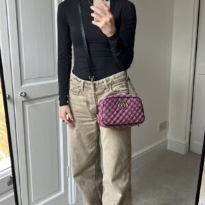 Gucci GG Marmont Pink Canvas Small Shoulder Bag (RRP £1050) | AlmaBagz