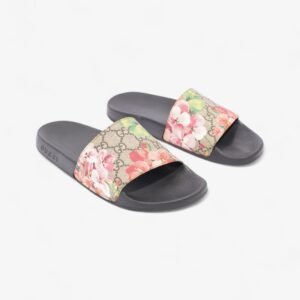 Gucci GG Supreme Blooms Floral Slides Beige  / Floral Canvas EU 38 UK 5 | AlmaBagz