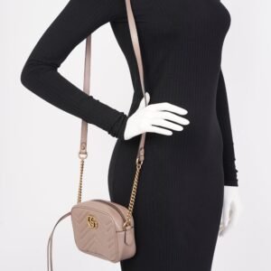 Gucci GG Marmont Dusty Pink Matelasse Leather Mini | AlmaBagz