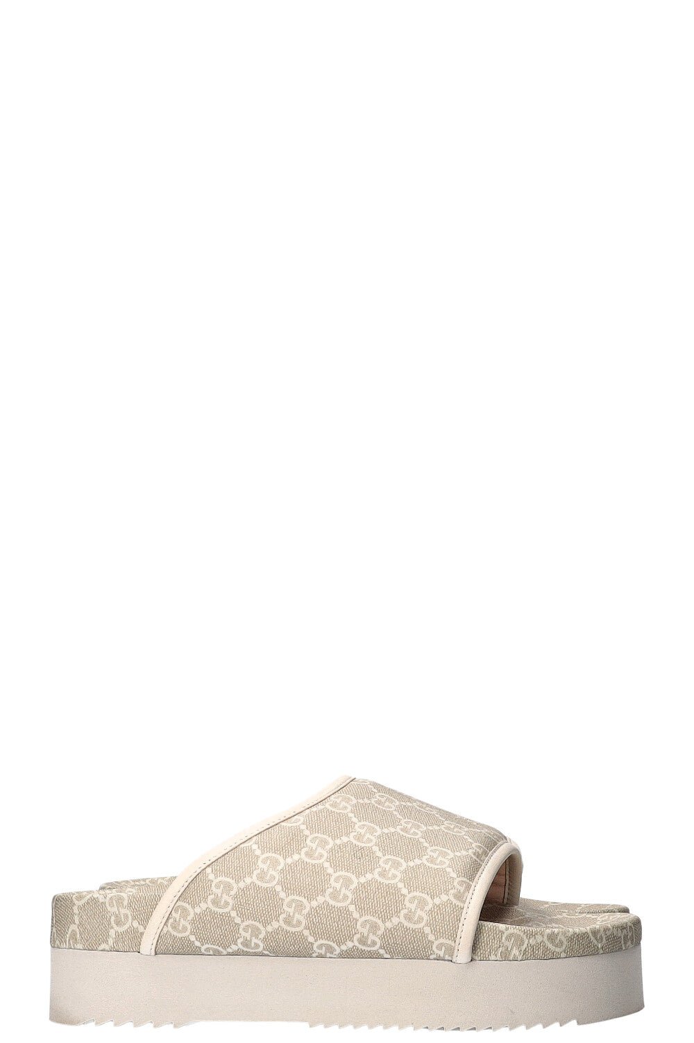 GUCCI GG Print Open Toe Slides Sand | AlmaBagz