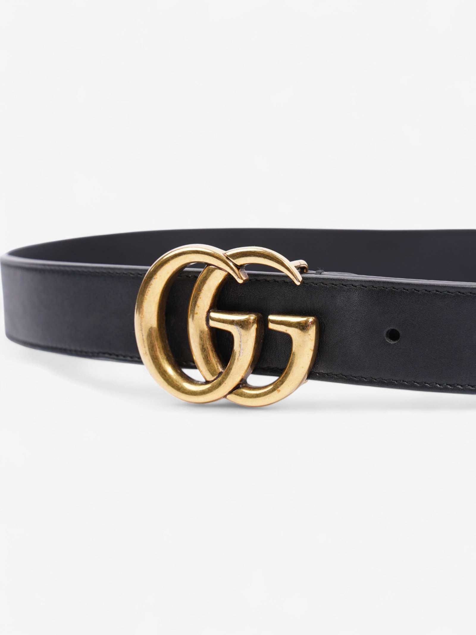 Gucci GG Marmont Belt Black / Gold Leather 85cm / 34" | AlmaBagz