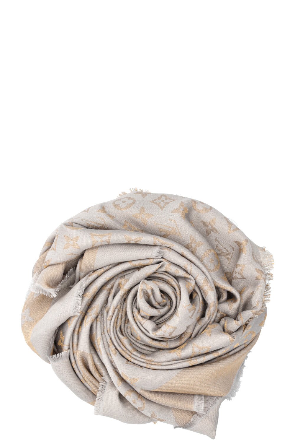 LOUIS VUITTON Scarf Wool Silk MNG Silver Gold | AlmaBagz - Image 3