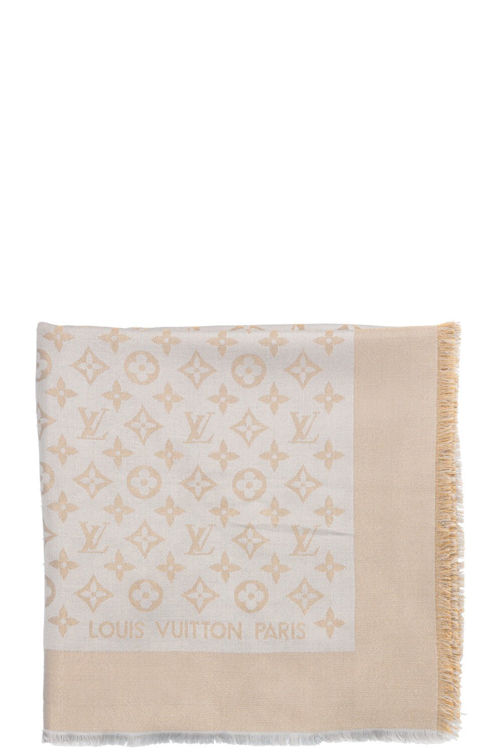 LOUIS VUITTON Scarf Wool Silk MNG Silver Gold | AlmaBagz - Image 2