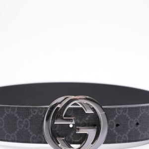 Gucci GG Supreme Belt Black Leather 80cm 32" | AlmaBagz