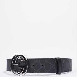 Gucci Supreme Belt With G Buckle Black Coated Canvas 75cm 30" | AlmaBagz