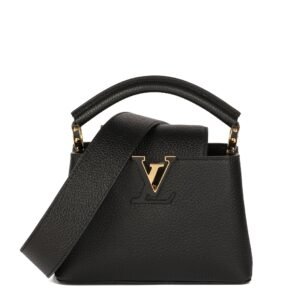 Louis Vuitton Black Taurillon Leather Mini Capucines Shoulder Bag | AlmaBagz