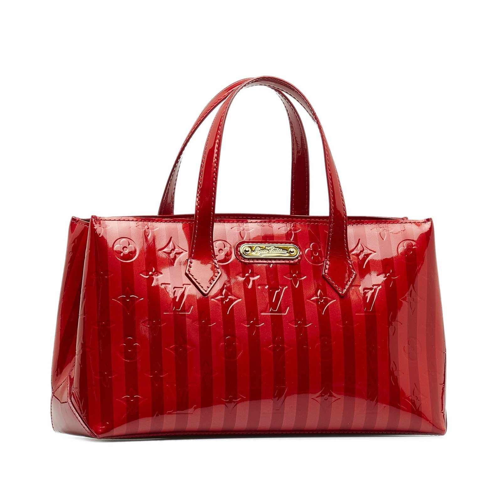 LOUIS VUITTON Monogram Vernis Rayures Wilshire PM HandBag | AlmaBagz