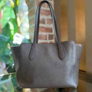 GUCCI Swing Small Gray Pink Pebbled Calfskin Leather Tote Bag | AlmaBagz