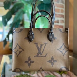LOUIS VUITTON Onthego MM Brown Monogram Reverse Giant Monogram Canvas Tote Bag | AlmaBagz