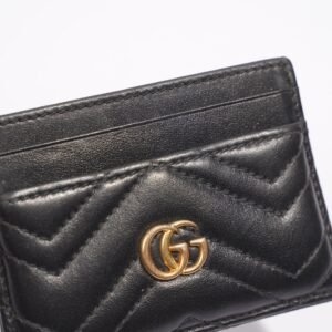 Gucci Marmont Card Holder Black Leather | AlmaBagz