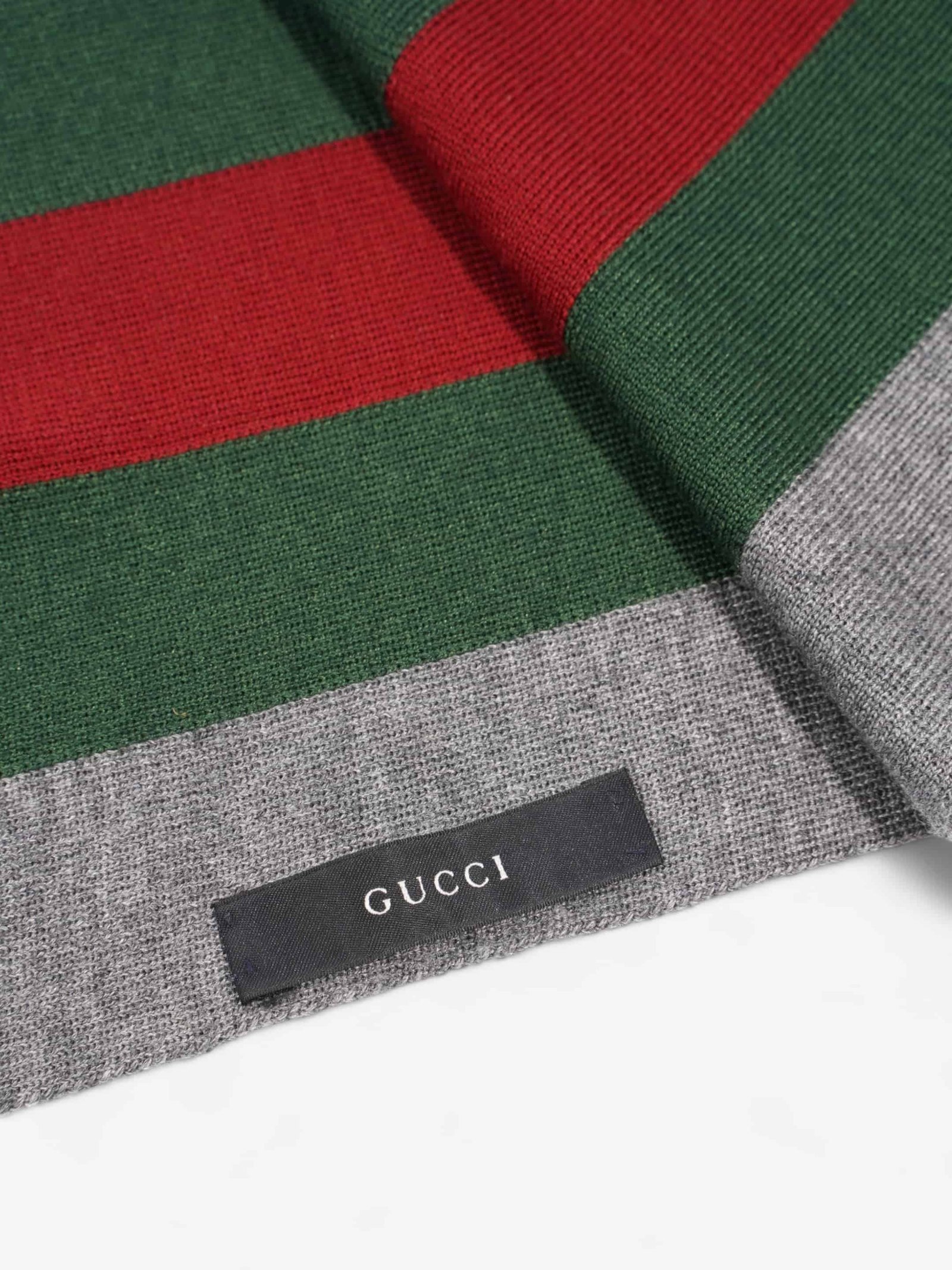 Gucci Classic Stripe Grey / Red / Green Wool | AlmaBagz