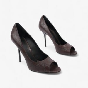 Gucci Guccissima Heels 115mm Chocolate Brown Leather EU 41 UK 8 | AlmaBagz