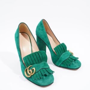 Gucci Fringed High Heel Pump Green Suede EU 37.5 UK 4.5 | AlmaBagz