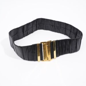 Gucci Pleat Belt Black Leather 80cm 32" | AlmaBagz