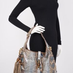 Gucci Jackie Tote Grey Python | AlmaBagz