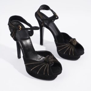 Gucci Heeled Sandal 120 Black Suede EU 38 UK 5 | AlmaBagz