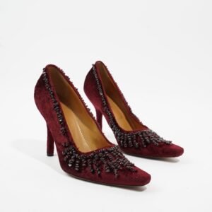 Gucci Ruby Pumps 90 Burgundy Velvet EU 37.5 UK 4.5 | AlmaBagz